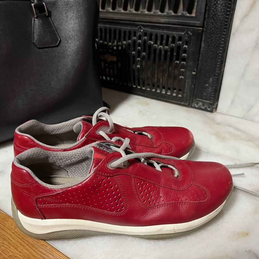 Prada red leather America's Cup sneakers size 10 / US 11